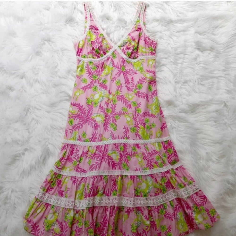 Lilly Pulitzer Pink and Green Monkey Print Dress
